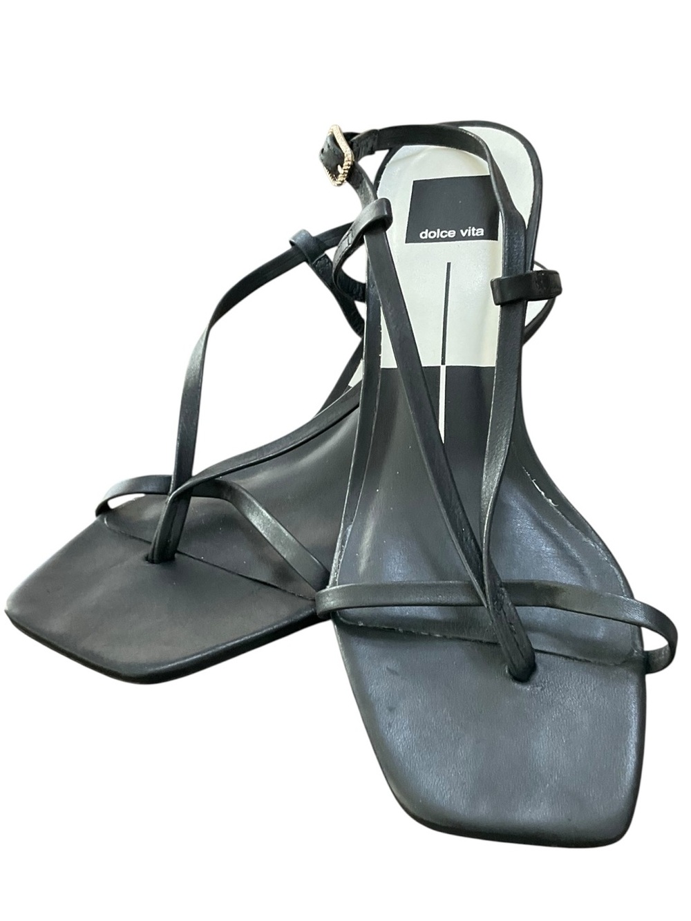 Dolce Vita Upper Leather Strappy Square Toe Sandals Black Size 7 EUC